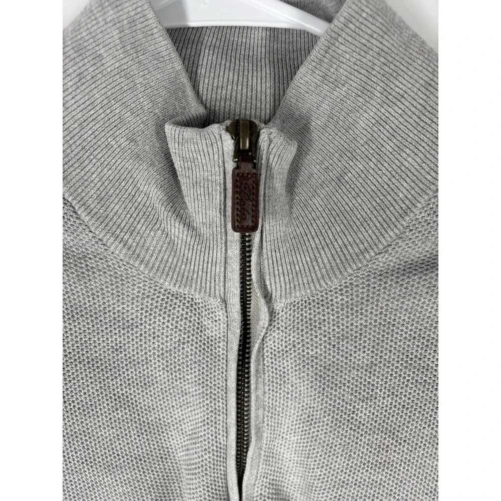 Polo Ralph Lauren Mens Mesh-Knit Cotton 1/4 Zip Sweater Cotton Sz L Logo Gray